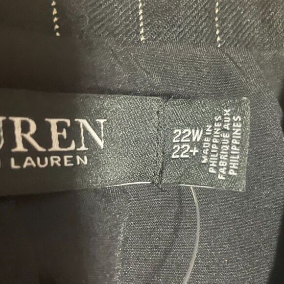 Lauren Ralph Lauren 22W Black Pinstripe Linen Blazer NWT $265 Career Jacket - Picture 9 of 12